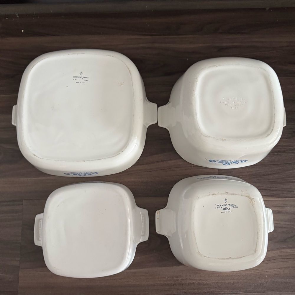 Vintage Corning Ware Cornflower Blue Baking & Cookware 8 Piece Set Lids & Handle - Picture 3 of 16